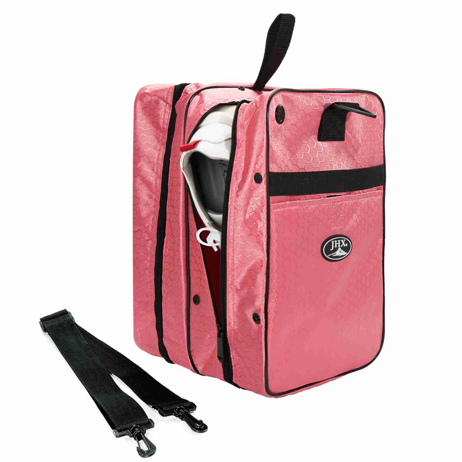 Premium Shoe Bags for Men & Women JHX Shoe Bag Two-way Carabiner and Pouch 2 in 1 Travel Shoe Bag【Upgraded】with Anti-loss Keychain Pink 
