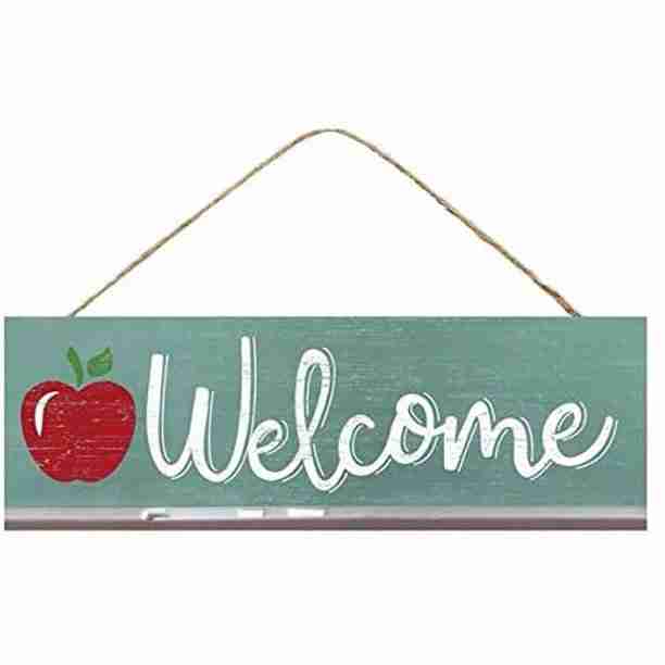 welcome-teacher-hanging-sign-classroom-decor-gift-apple with cash back rebate