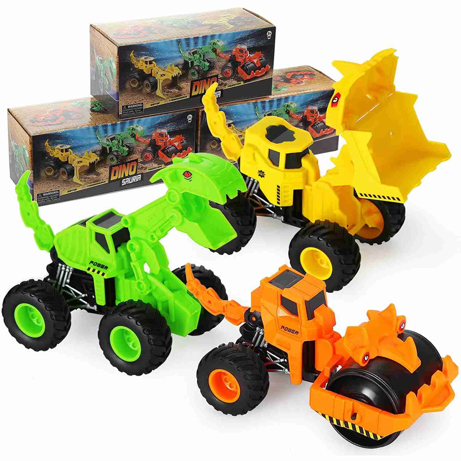 3PCS Dinosaur Toys for Kids Dinosaur Engineering Vehicle Construction Vehicle Playsets Birthday Gift for Boys Girls Toddlers 3 otters Dinosaur Toys Cars 