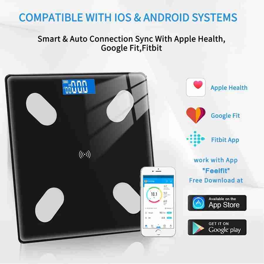 Bathroom Weighing Scales Smart Bluetooth Android and Apple Compatible App Scales 